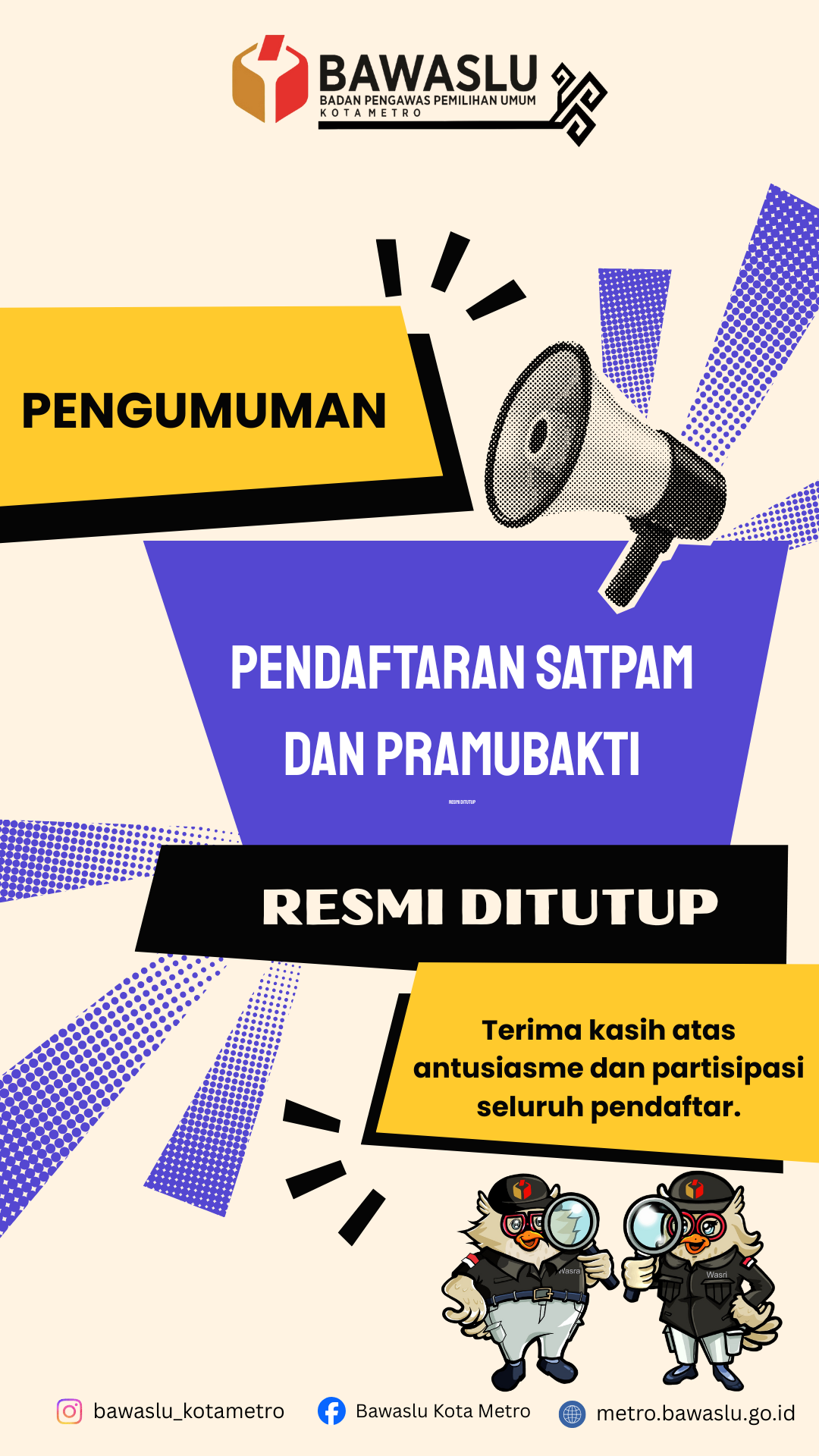 Pengumuman Penutupan Rekruitmen Tenaga Pendukung