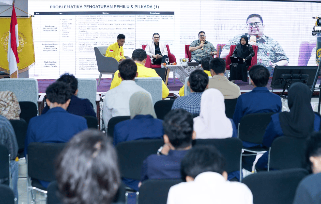 Ketua Bawaslu Rahmat Bagja saat menjadi narasumber di diskusi Quo Vadis Revisi UU Pemilu: Refleksi Pelaksanaan Pemilu 2024” di Pascasarjana Universitas Indonesia, Jakarta, Kamis (12/2/2025).