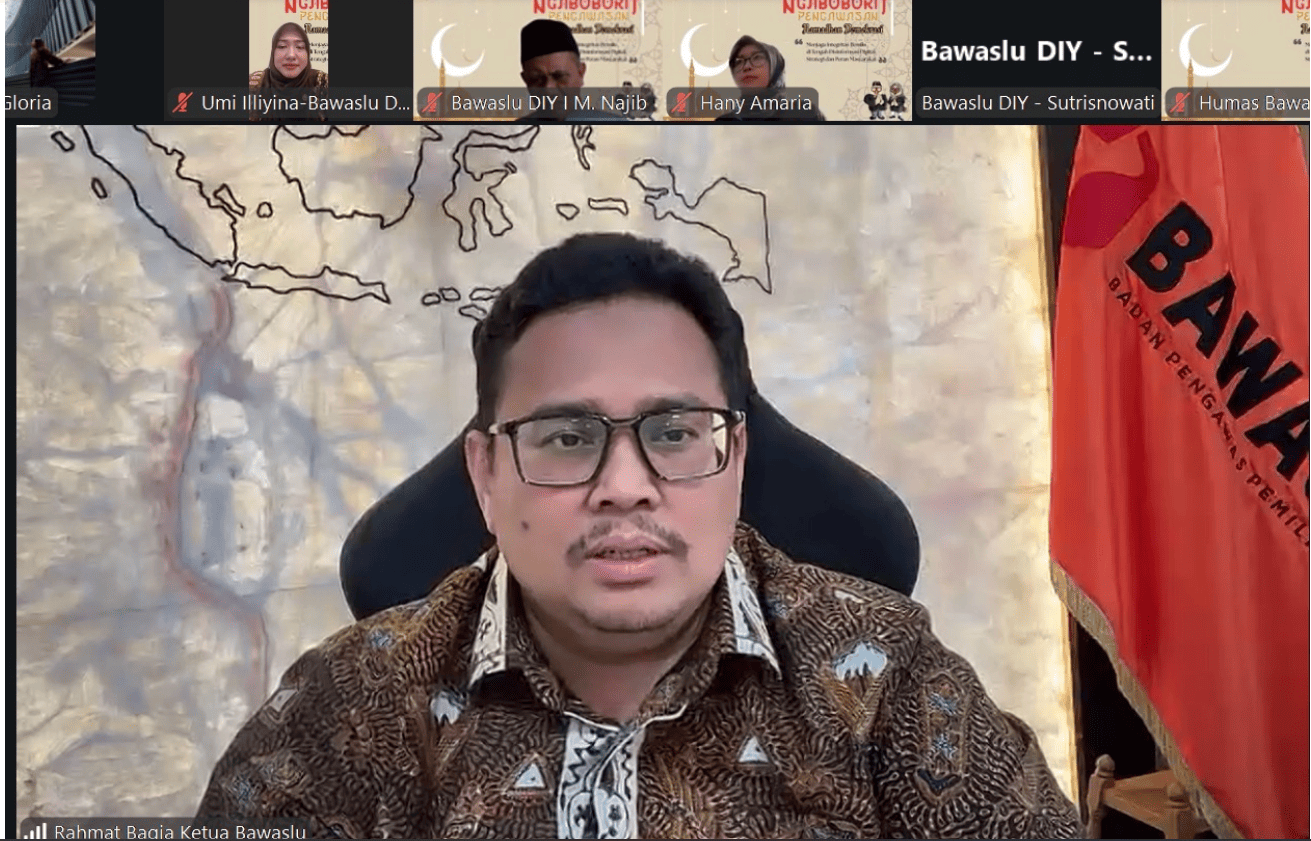 Ketua Bawaslu Rahmat Bagja dalam KickOff Ngabuburit Pengawasan Bawaslu Yogyakarta secara daring, Selasa (24/2/2026)