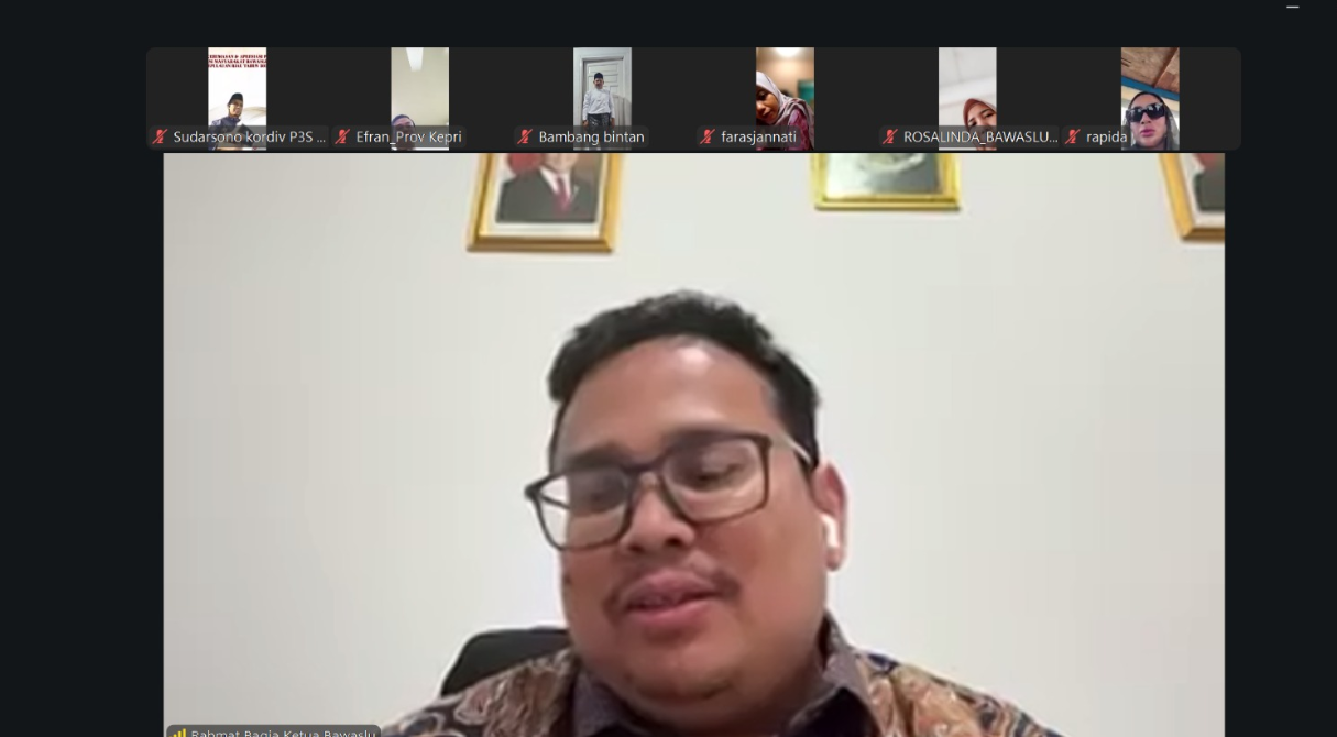 Ketua Bawaslu Rahmat Bagja saat membuka secara daring agenda Ngabuburit Pengawasan Kepulauan Riau, Jumat (27/2/2026).