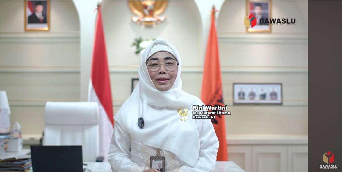 Inspektur Utama Bawaslu Rini Wartini dalam kultum Ngabuburit Pengawasan dengan tema ”Tata Kelola dan Akuntabilitas Kelembagaan dalam Perspektif Ramadhan” melalui daring.