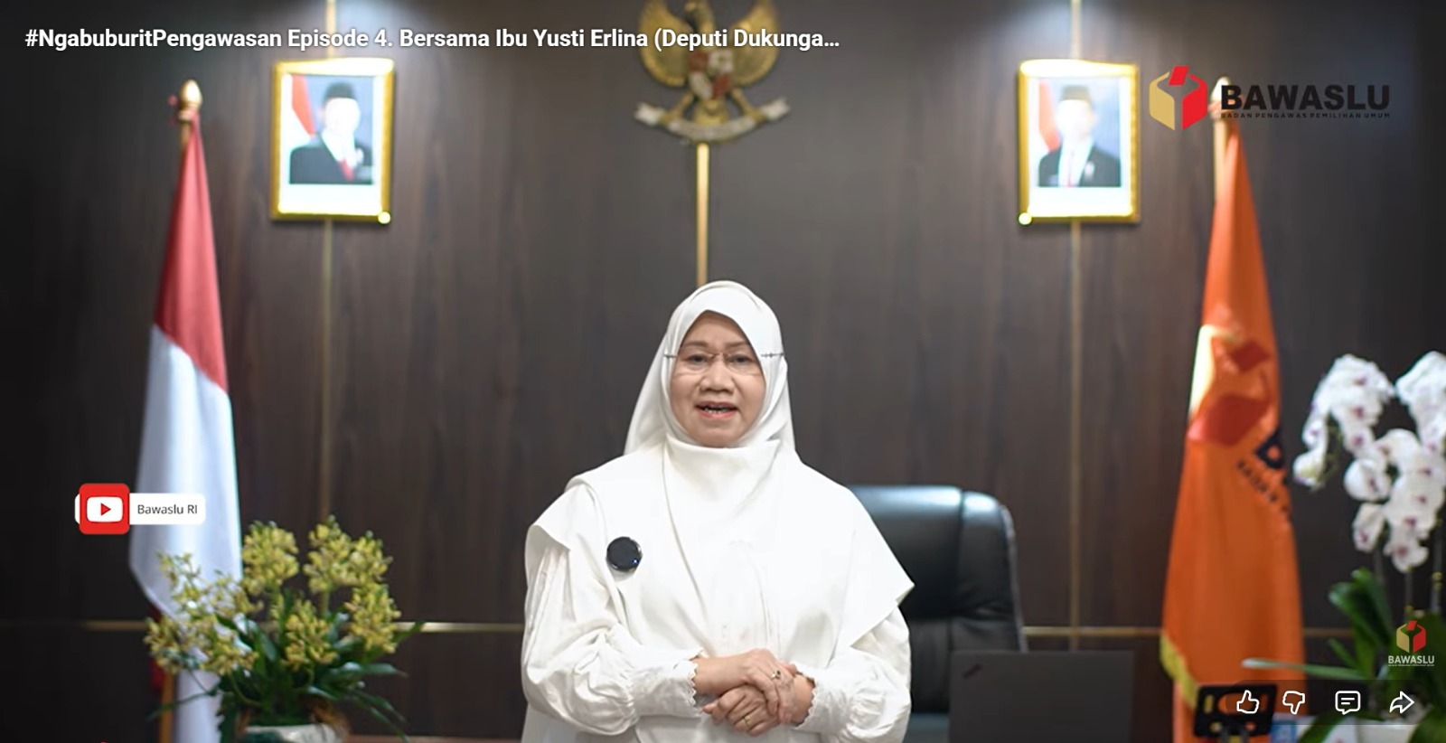 Deputi Bidang Dukungan Teknis Bawaslu Yusti Erlina dalam kultum Ngabuburit Pengawasan dengan tema 'Penguatan Dukungan Teknis Pengawasan Pemilu' melalui daring, Selasa (3/3/2026).