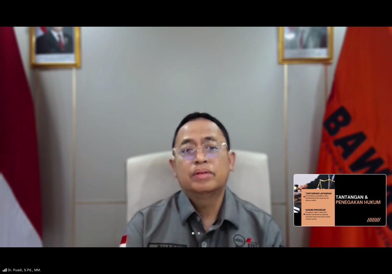 Anggota Bawaslu Puadi dalam Minggar (mingguan penanganan pelanggaran) yang digelar Bawaslu NTT melalui Zoom Meeting, Selasa (10/3/2026).