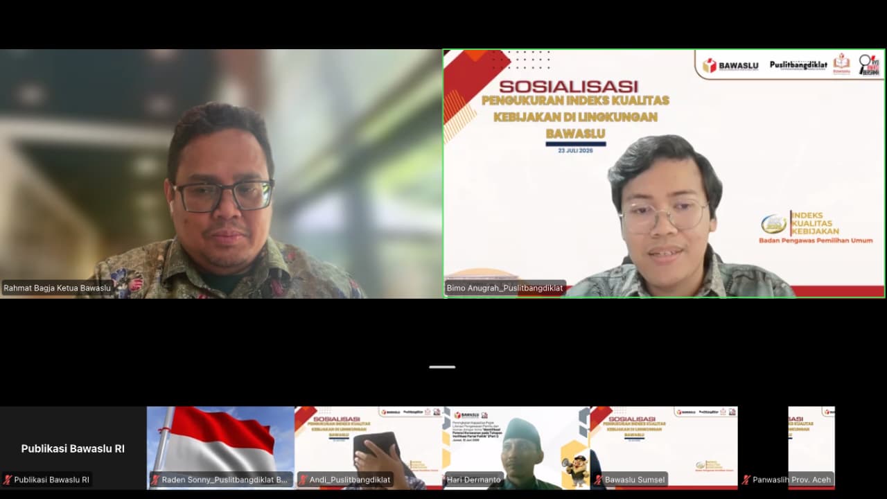 Ketua Bawaslu, Rahmat Bagja, saat membuka sosialisasi IKK Bawaslu tahun 2026 secara daring, Rabu (23/7/2026).