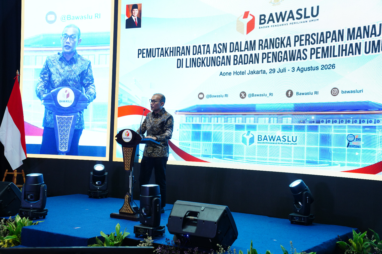 Sekretariat Jenderal Bawaslu Ferdinand Eskol Tiar Sirait dalam penutupan Rapat Koordinasi Pemutakhiran Data ASN, di Jakarta, Minggu (2/8/2026).