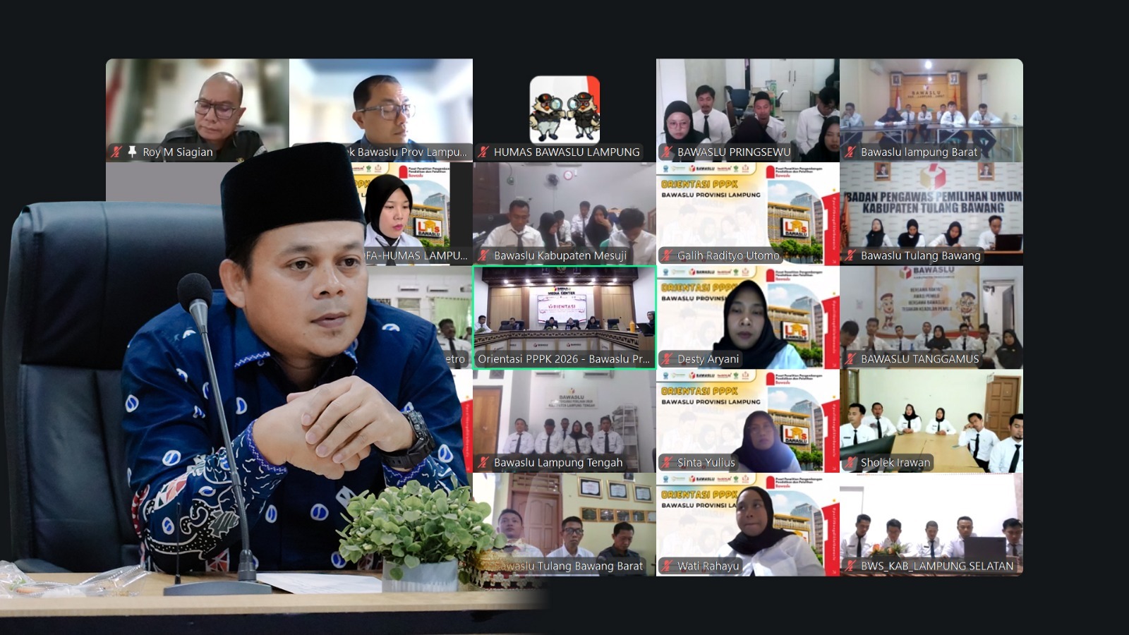 Badan Pengawas Pemilihan Umum (Bawaslu) Provinsi Lampung resmi membuka Orientasi Pegawai Pemerintah dengan Perjanjian Kerja (PPPK) Bawaslu se-Provinsi Lampung Tahun 2026 secara daring melalui Zoom Meeting, Selasa (28/7). 