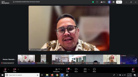 Ketua Bawaslu Rahmat Bagja saat membuka kegiatan Upgrading Kompetensi Hukum yang dilaksanakan secara daring pada Senin (8/6/2026).