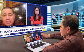 Anggota Bawaslu Herwyn JH Malonda saat sedang melakukan wawancara siaran langsung Nusantara TV secara daring
