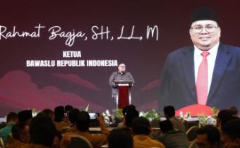 Ketua Bawaslu Rahmat Bagja dalam kegiatan Sosialisasi Netralitas Kepala Desa Dalam Pemungutan Suara Ulang Bupati dan Wakil Bupati Serang, Banten