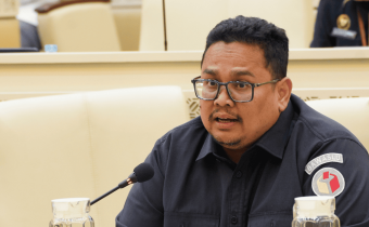 Ketua Bawaslu Rahmat Bagja dalam Rapat Dengar Pendapat (RDP) bersama Bawaslu, KPU, dan DKPP di Gedung DPR.
