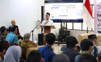 Anggota Bawaslu Puadi membuka Bawaslu Campus Connect: Generasi Digital, Demokrasi Transparan di Universitas Negeri Jakarta (UNJ), di Jakarta, Rabu (22/7/2026).