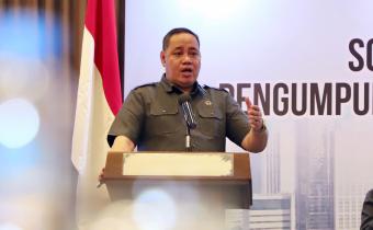 Anggota Bawaslu Herwyn JH Malonda saat membuka Sosialisasi Model Evaluasi dan Pengumpulan Data Pendukung Evaluasi IKP 2024 di Jakarta, Selasa (4/8/2026).